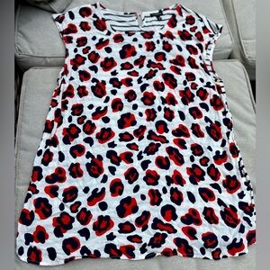 Talbots Animal Print & Stripes Rayon Sleeveless Blouse M